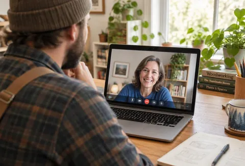 Videotermin mit einem Kunden am Laptop