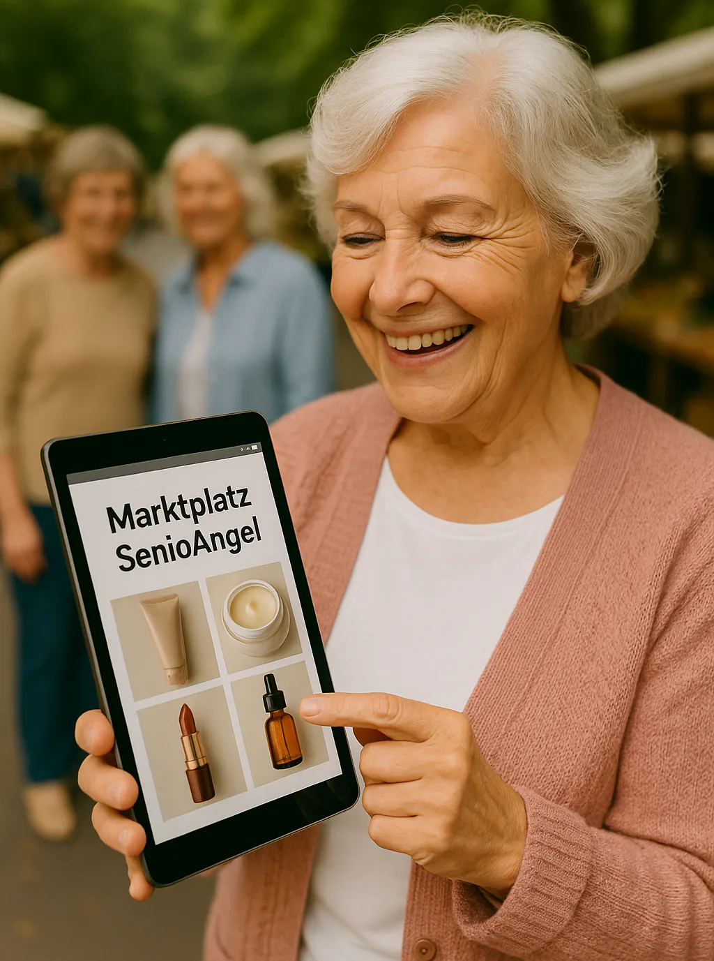 Mann und Frau suchen auf dem Marktplatz